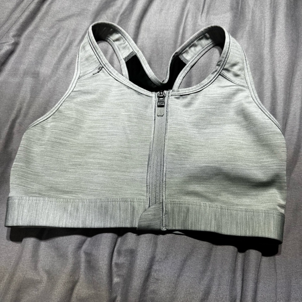 Nike grey front zip sports bra size S